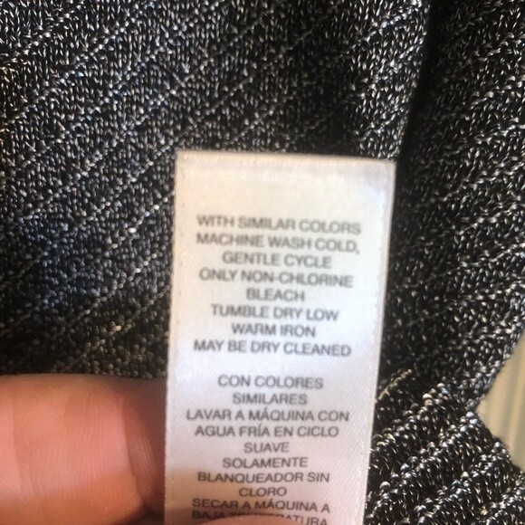 EASYWEAR by CHICO'S 0 Small Metallic Black Silver Cowl Neck Sweater 3/4 Sleeves - Picture 5 of 6